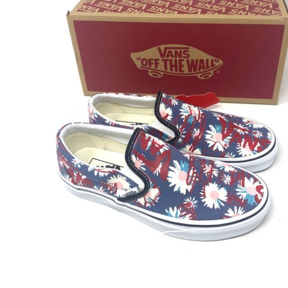 🌸Sale🌸 VANS Classic Womens Slip-On Low Top Crew Floral Blue Canvas VN0A4BV31JA - Picture 9 of 11
